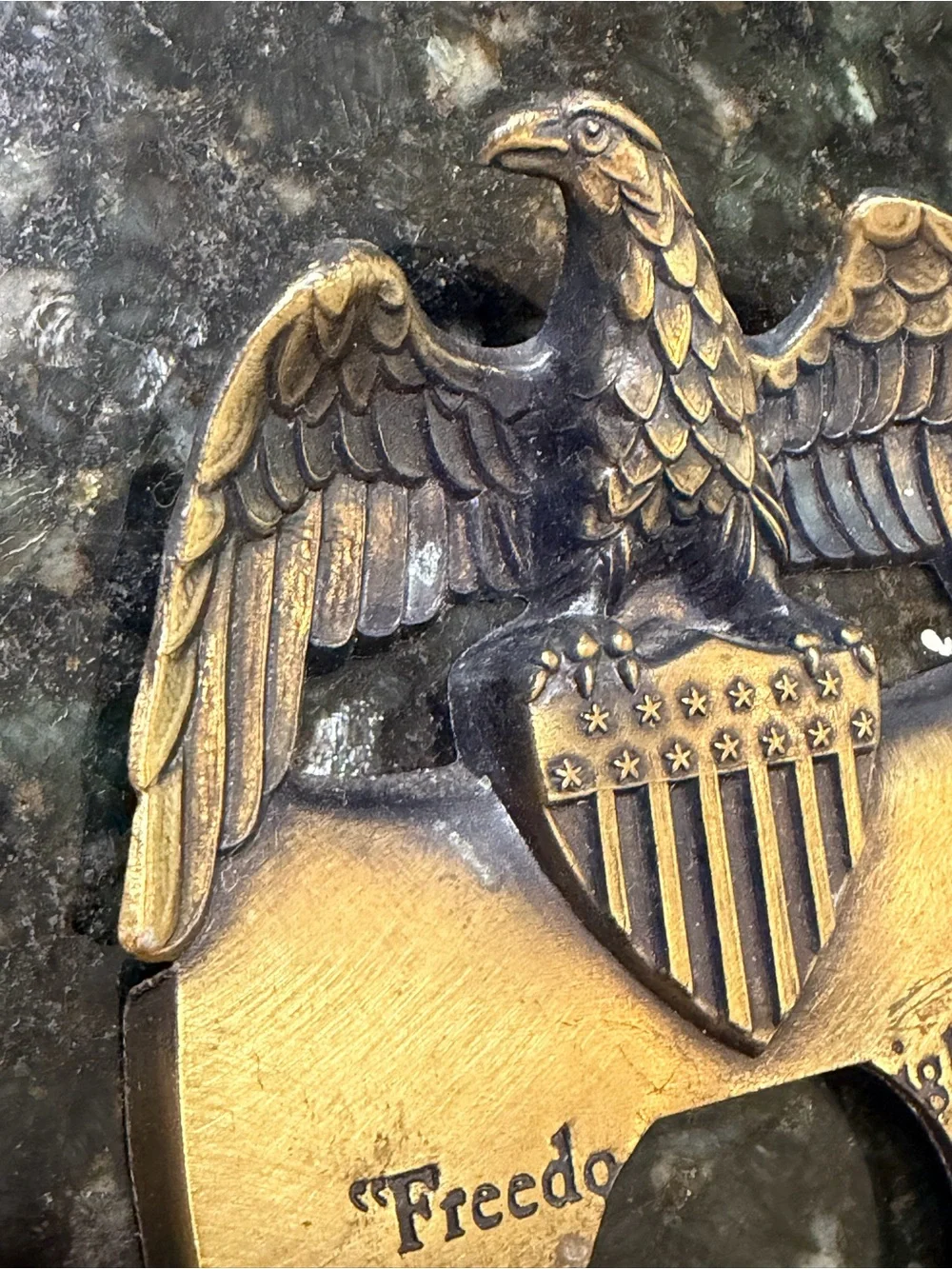 Vintage 1967 Thomas Jefferson Eagle Brass Outlet Cover M.C. Co.